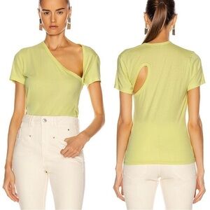 𝅺NEW John Elliott Supima Asymmetrical Cut Out T-shirt Volt Yellow